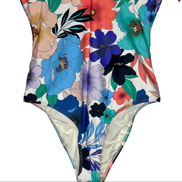NEW O’NEILL Long Sleeve One piece Swimsuit White Pink Floral Women’s Swim Size S - Picture 6 of 16